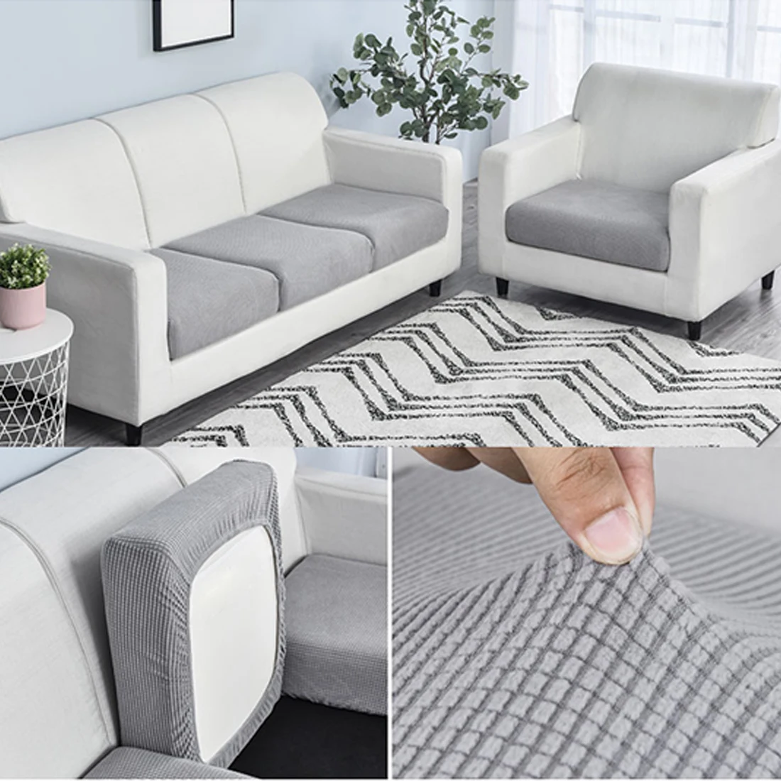 

Sofa Cushion Cover Elastic Home Decoration Solid Color Protector Sofa Cover Personality Matching Washable Couch Slip Cover 2021