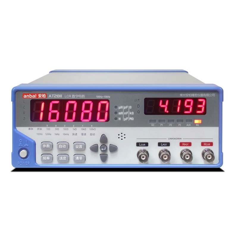 

AT2811 Digital LCR Meter Electric Bridge Tester Signal Level (0.1V~1.00V) Precision (0.25%) Frequency (100Hz~10kHz)