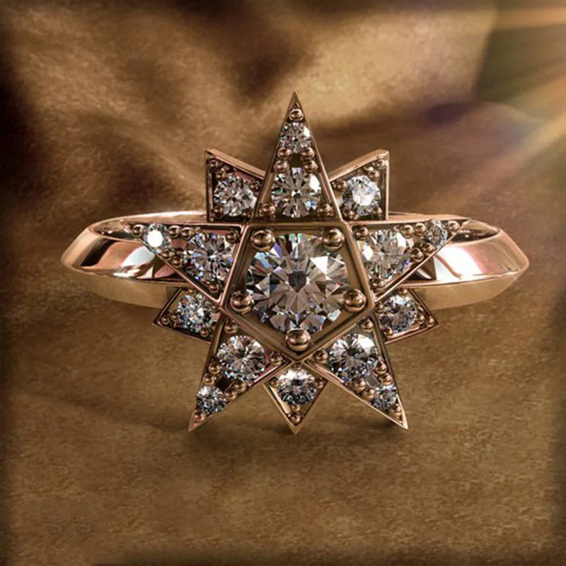 Кольцо женское из розового золота с фианитом и камнем | Украшения аксессуары