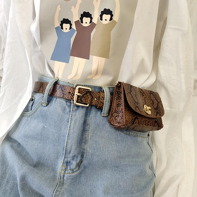 

Belt Women's Retro Easy Matching Snake Leopard-Print Chain Small Bag with Skirt Jeans Belt Korean Ornament Waist Seal