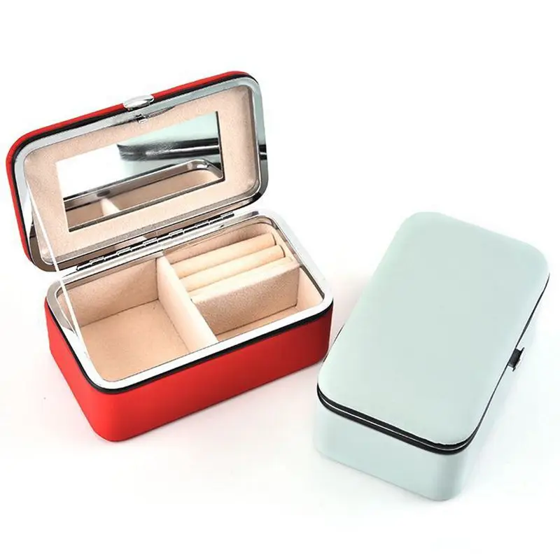 Портативная коробка для хранения ювелирных изделий зеркальные кожаные серьги