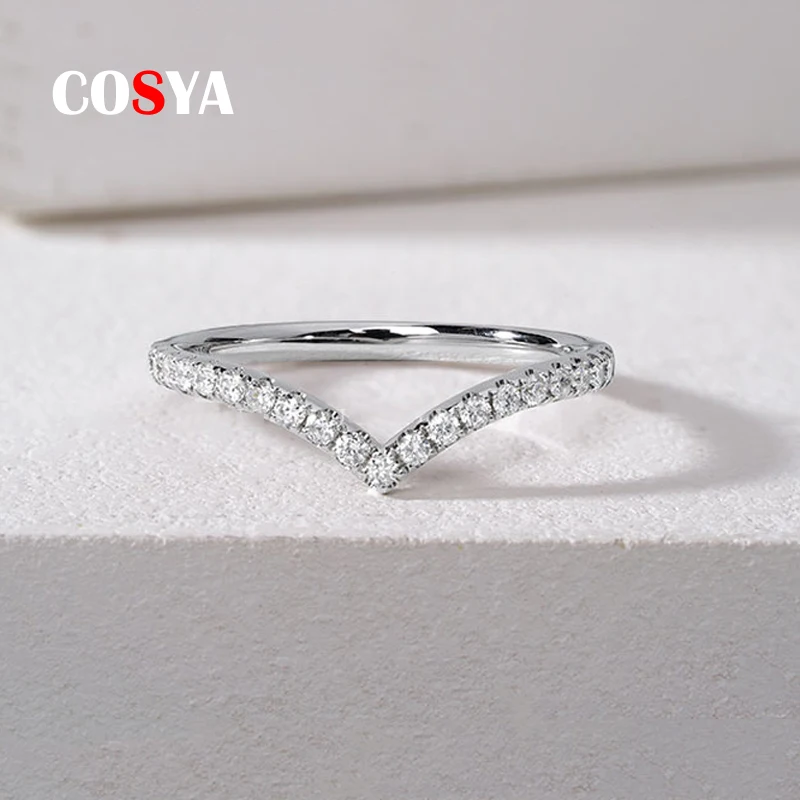 

COSYA 100% 925 Sterling Silver High Carbon Diamond V Shape Gemstone Rings For Women Fine Jewelry Trend 2022 Accessories Gifts