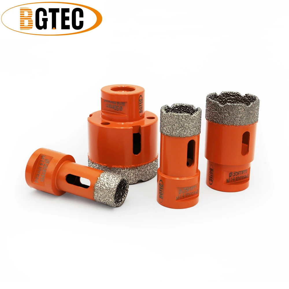 BGTEC 4pcs 20/25/35/50mm M14 Vacuum Brazed diamond drilling Drill core bits dry Hole Saw drilling for  porcelain tile, granite