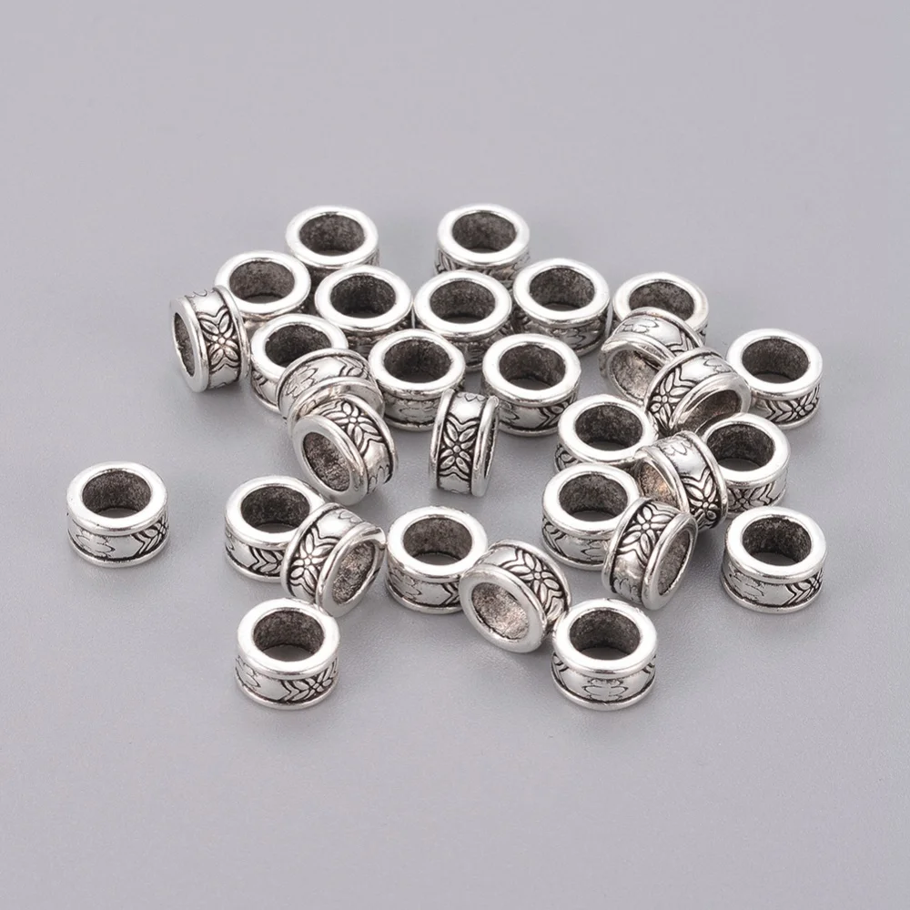 

10 PCS Tibetan Style Spacer Beads Lead&Cadmium Free Column Antique Silver Color Size: about 8mm in diameter 4mm thick hole: 5mm
