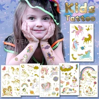 golden mythology cartoon pegasus unicorn rainbow waterproof temporary tattoo stickers child kids cute color flash tatto body art