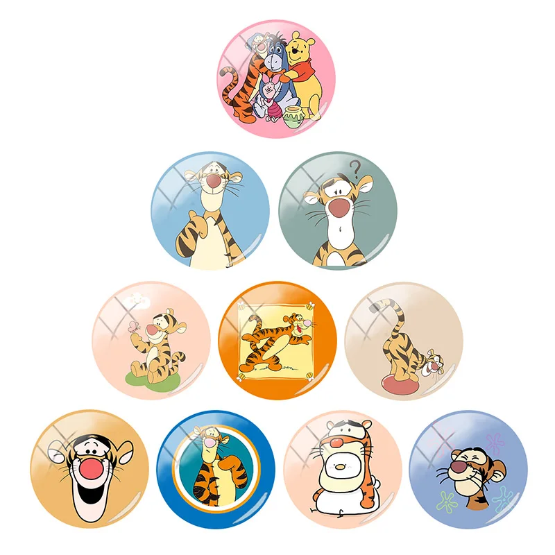 

Disney Tigger and his friends 12mm/15mm/16mm/18mm/20mm photos send friends photos cute glass cabochon dome flat back DIY jewelry
