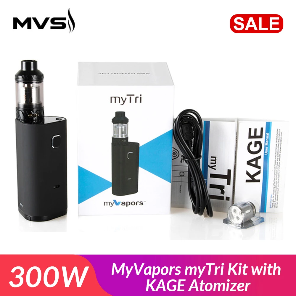 Оригинальный набор MyVapors myTri 300 Вт с распылитель Kage поддержка VW/TC NI/TC TI/TC SS/TCR режим