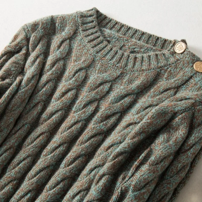 Женский короткий шерстяной свитер с переплетением модный уличный пуловер