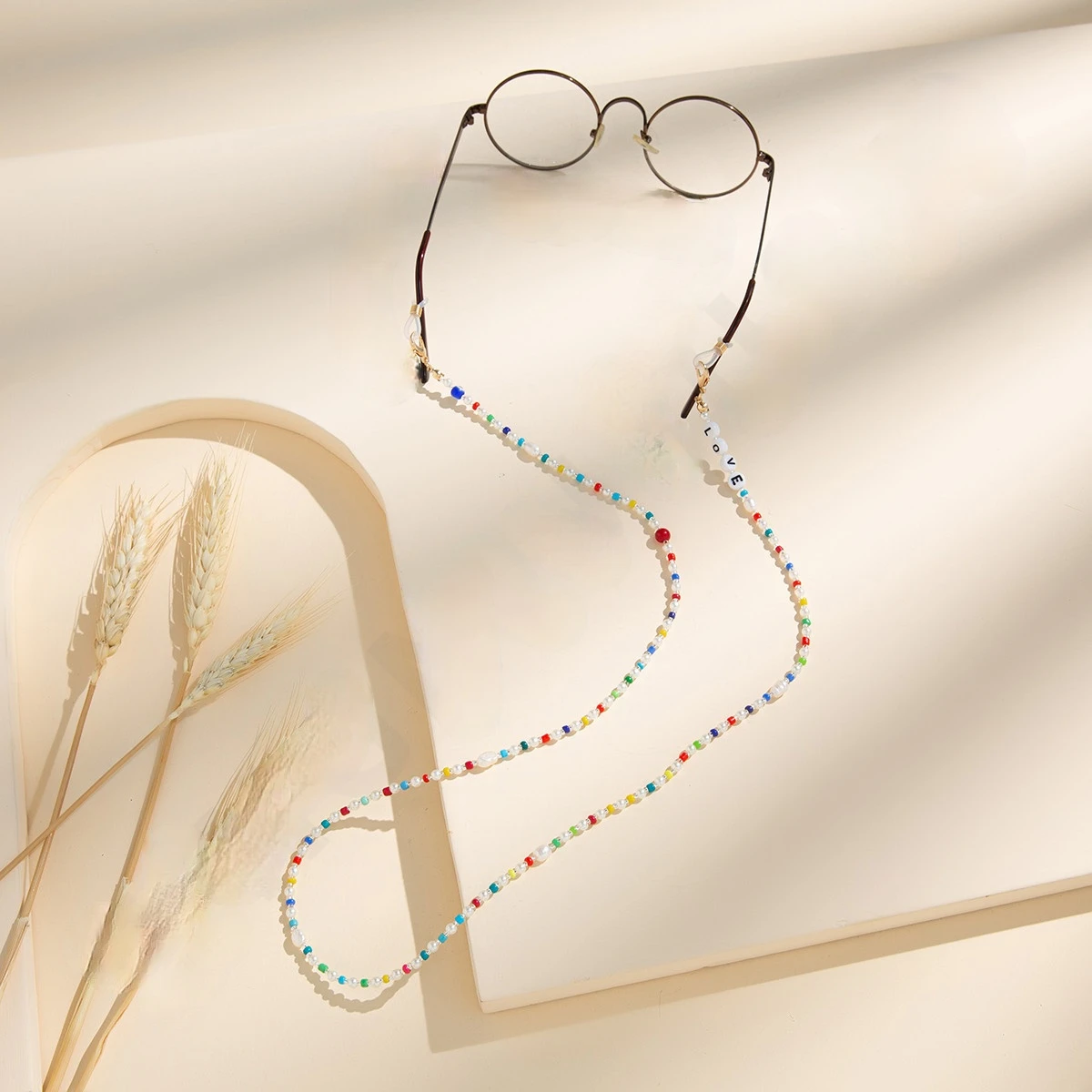

Colorful Letter Glasses Mask Chain Pearl Hanging Neck Chain Mask Lanyard Wholesale