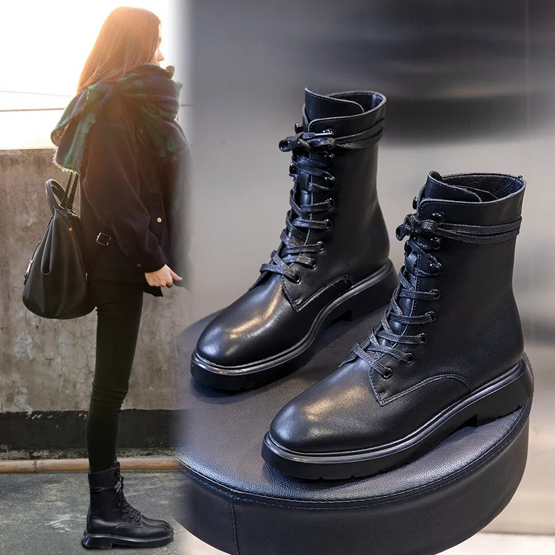 Yiluan/кожаные мотоциклетные ботильоны в винтажном стиле Новинка 2020 года сезон