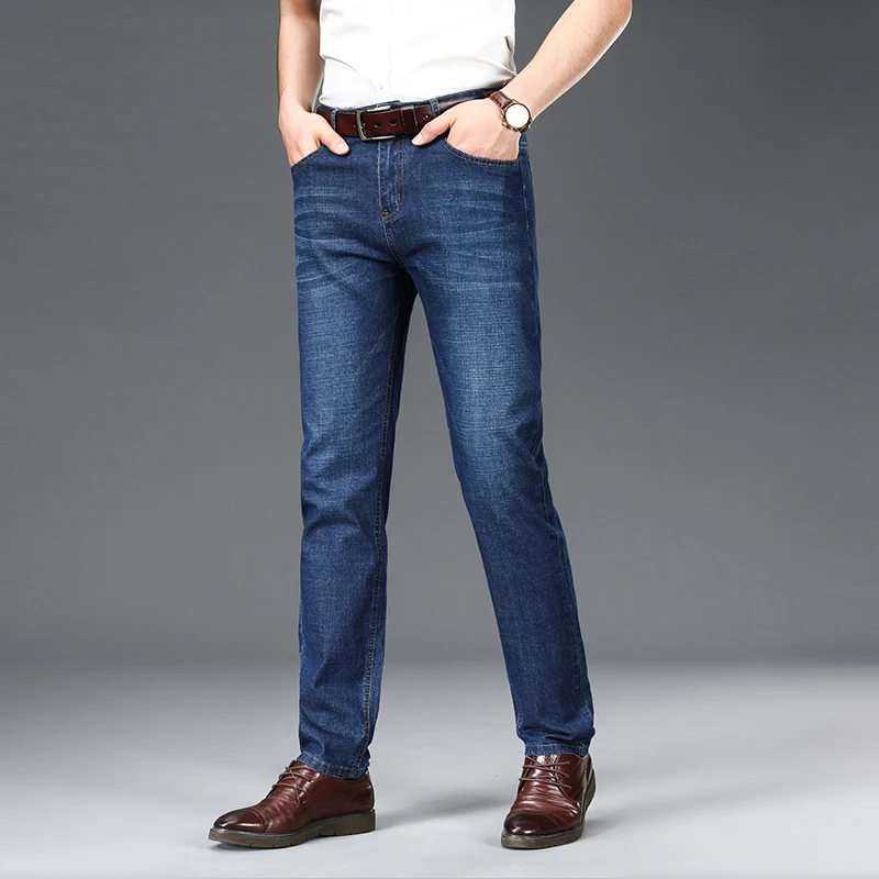 

Джинсы мужские классические деловые, Брендовые повседневные модные брюки, облегающие джинсовые комбинезоны, штаны, джинсы