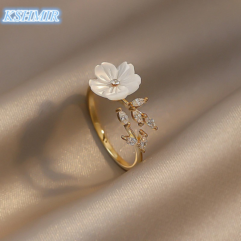 

kshmir Summer shell petal ring for small number of women design Instagram trend cold style exquisite index finger ring for women