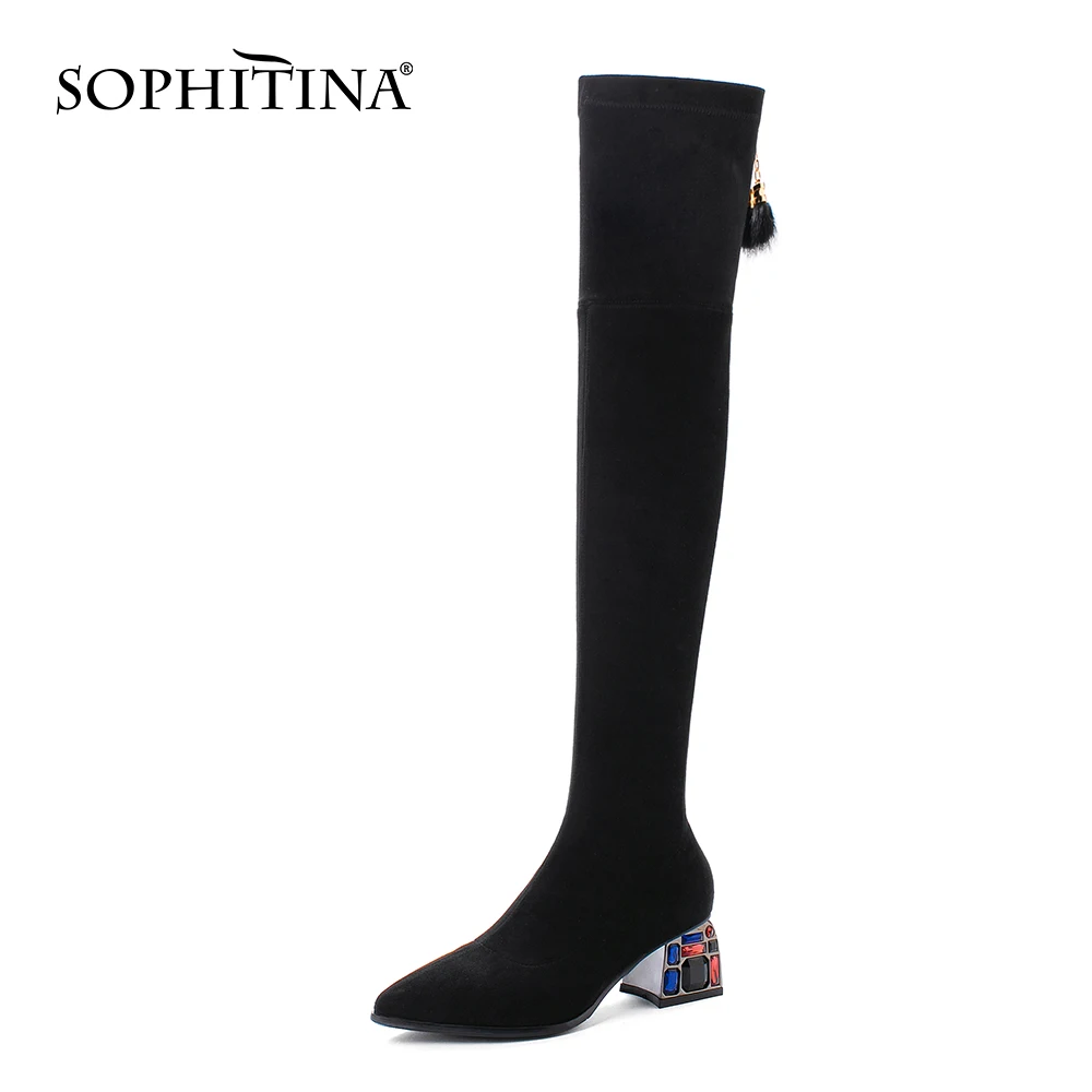 SOPHITINA/разноцветные ботинки на высоком каблуке Женская пикантная обувь с острым