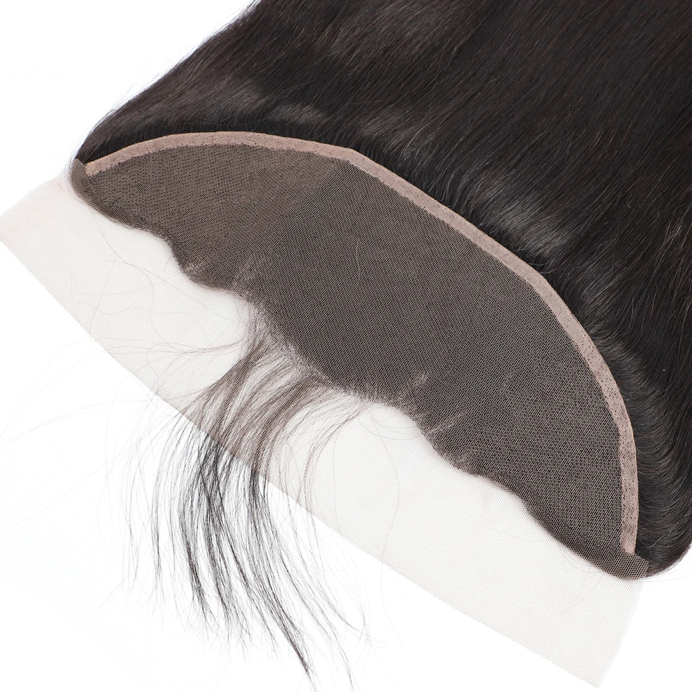 Бразильские прямые волосы на сетке Фронтальная застежка с детскими волосами 10-18