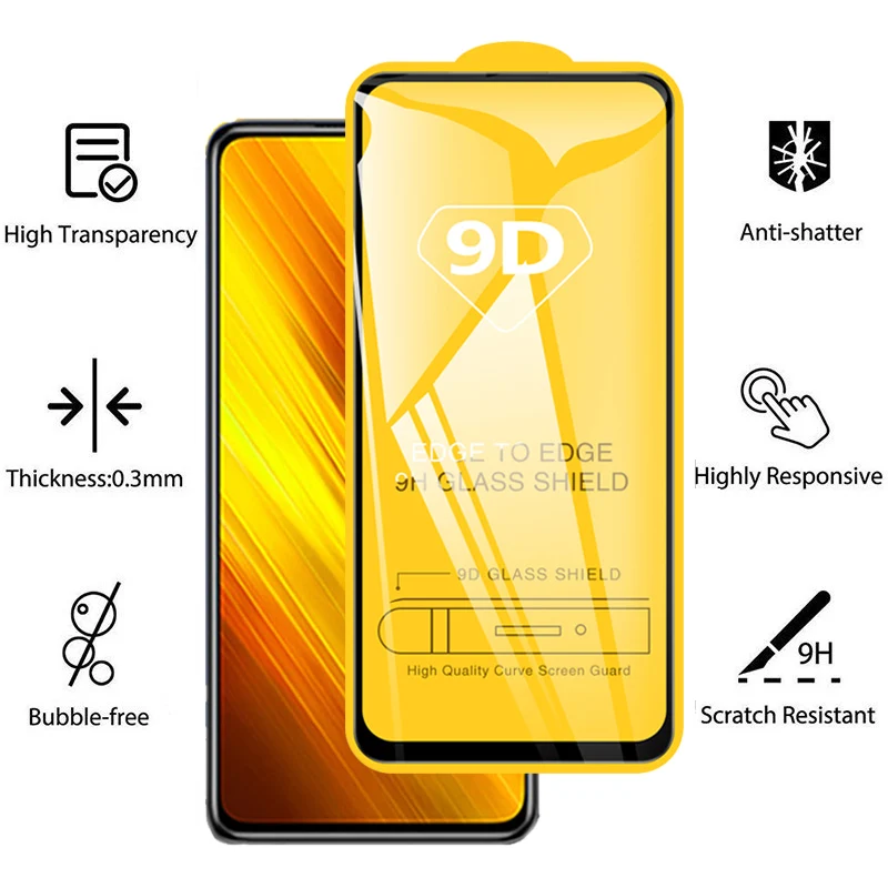 100 fit factory screen protector for poco x3 nfc 9d tempered glass for poco x3 nfc screen protectors poco x3 glass free global shipping