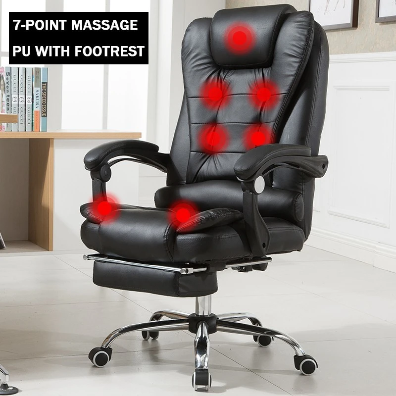 Black7 with footrest Высокое качество H808-5 Boss Poltrona Esports офисное кресло эргономичное Синтетическая кожа может лежать массаж офисная мебель - Цвет: Black7 with footrest