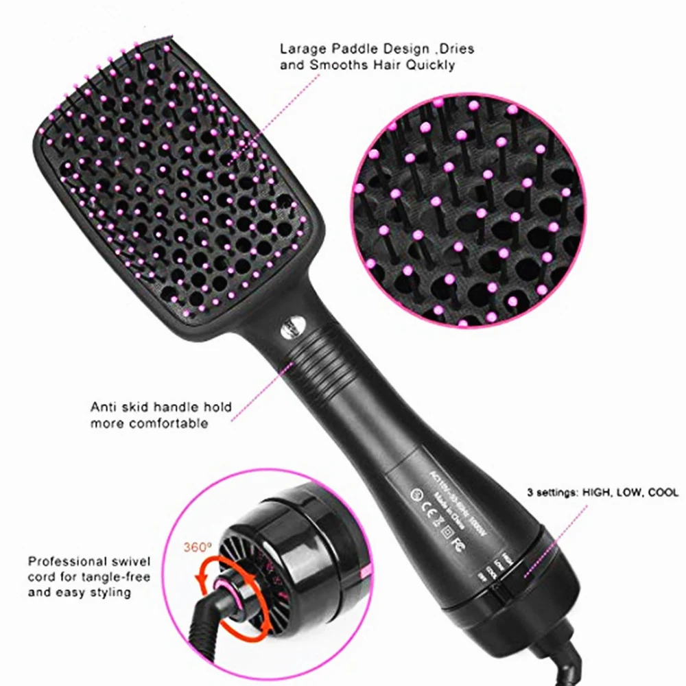 

2 in 1 Hair Dryer Brush Professional Hair Curler Curly Iron One Step HairDryer Electric Hair Straightener Multifunction Curler