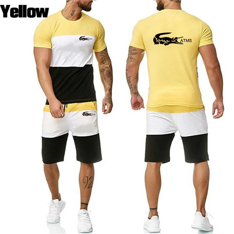 

New Men's Sportswear Suit T-shirt Short Sleeve + Shorts Cotton Lightweight and Breathable Casual Sportswear
