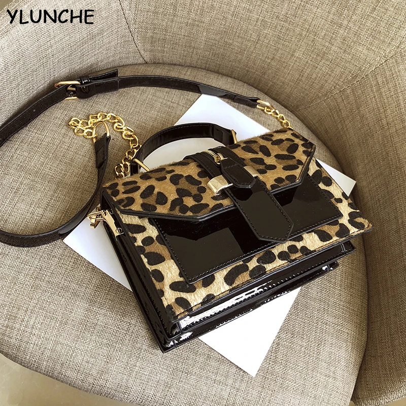 Женские леопардовые сумки через плечо из искусственной кожи однотонные черные и
