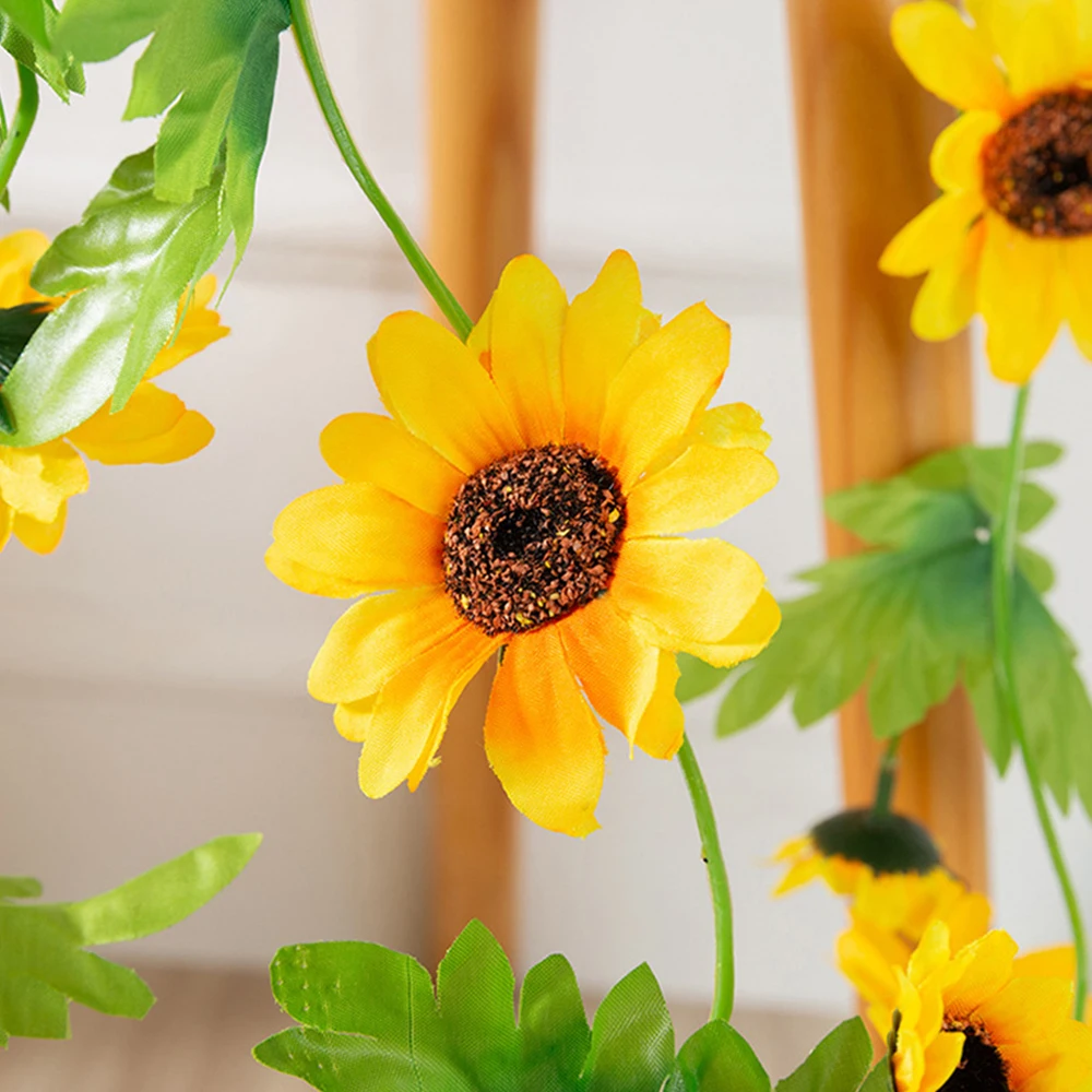 

Hot Artificial Flowers Sunflowers Vine Big Sun Flowers Winding Strips Hanging DecorRattan Flower Home Garden Wall decoration