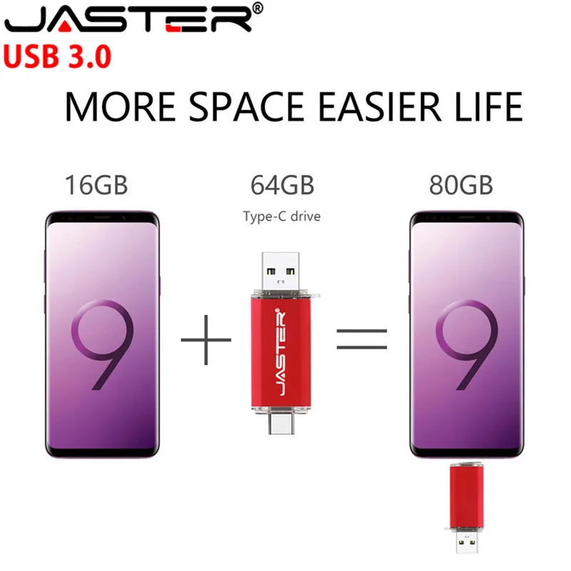JASTER Горячее предложение тип C 3,1 Порт OTG USB 3,0 флэш-накопитель для Sumsung S8 Plus type C телефонов.(более 10 шт. бесплатный логотип