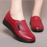 2020 fashion soft leather round head women casual flats ladies side zipper flat oxford shoes new mother single shoes