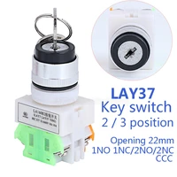 1pcs lay37 11y2 20y3 y090 dpst 2 3 position 1no 1nc 2no rotary selector key lock reset push button switch