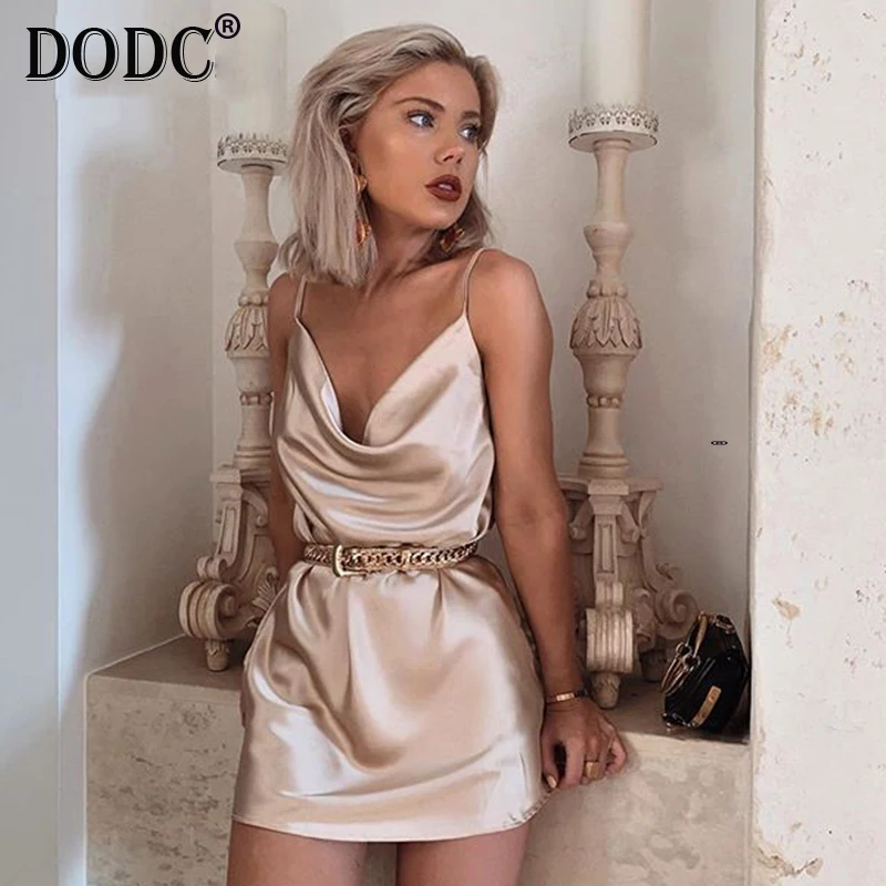 Сексуальные Сатиновые шелковые платья без рукавов женские вечерние элегантные