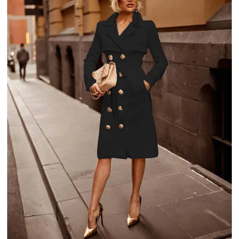 

Spring Suit Blazer Women New Casual Lapel Double Breasted Pocket Women Dress Jacket Elegant Long Sleeve Blazer Outerwear