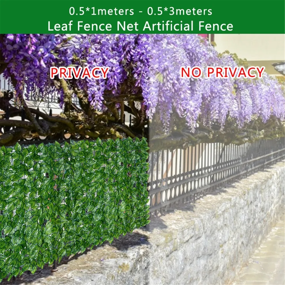 

Garden Plant Fence Artificial Faux Green Leaf Privacy Screen Panels Rattan Outdoor Hedge Garden Home Decor 0.5x1m/3m Ivy Fence