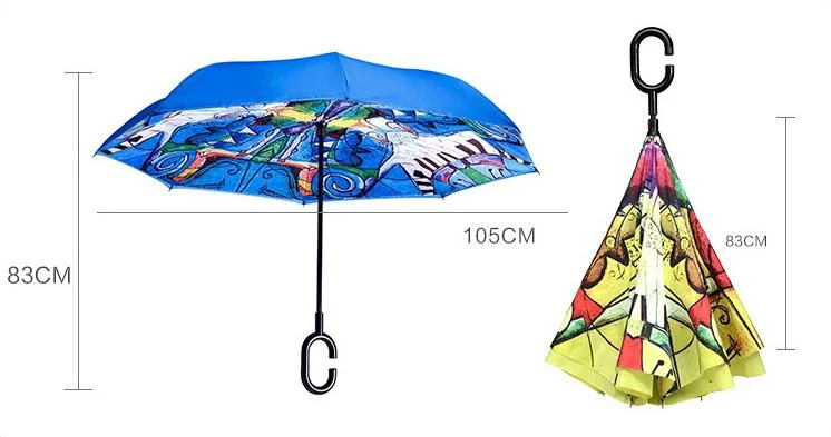 Китайский стиль складной обратный зонтик птица двухслойный перевернутый Chuva