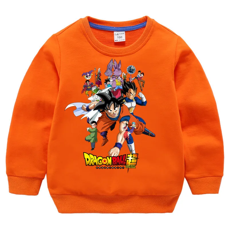 T102A-orange Детские хлопковые толстовки с капюшоном с принтом «Dragon Ball Z super son goku», хлопковый пуловер для девочек, топы для маленьких мальчиков, осенняя одежда - Цвет: T102A-orange