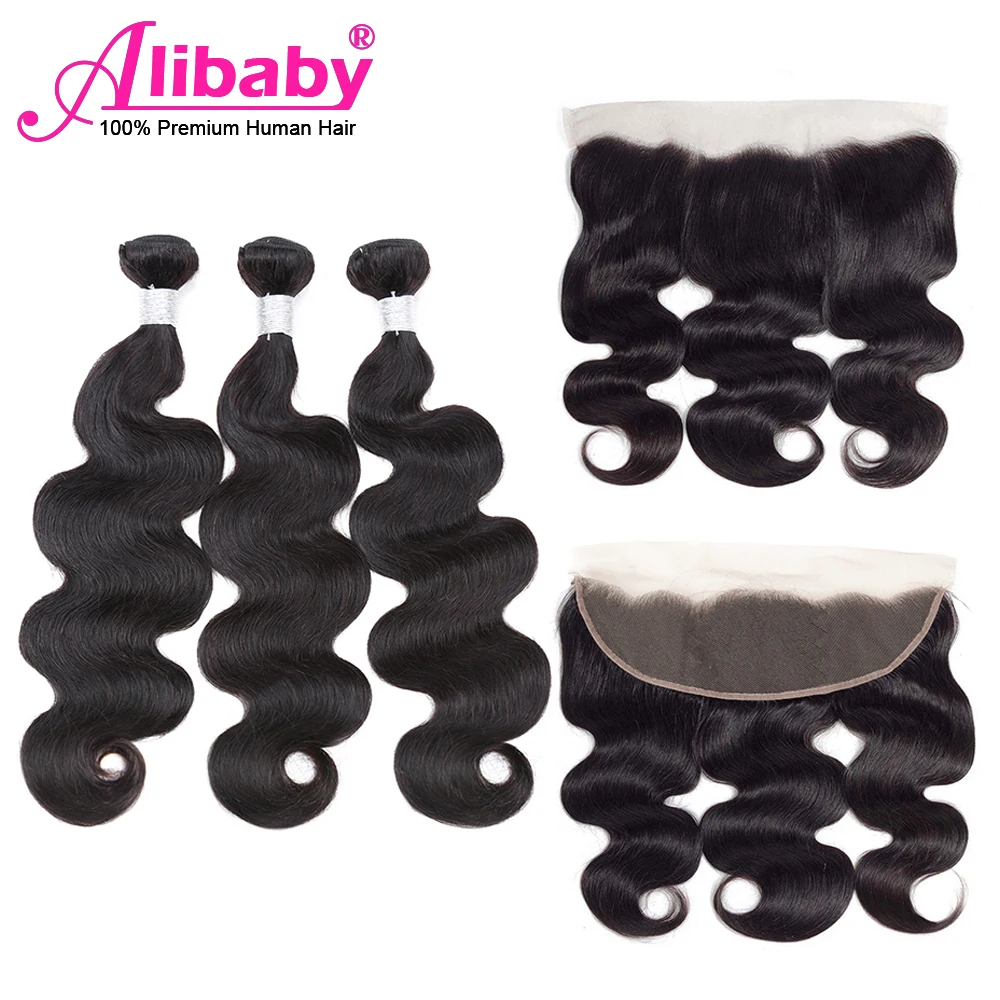 

Alibaby, пряди волнистых волос с фронтальной застежкой, 3 пряди с фронтальной застежкой, Remy, перуанские пряди человеческих волос с фронтальной з...
