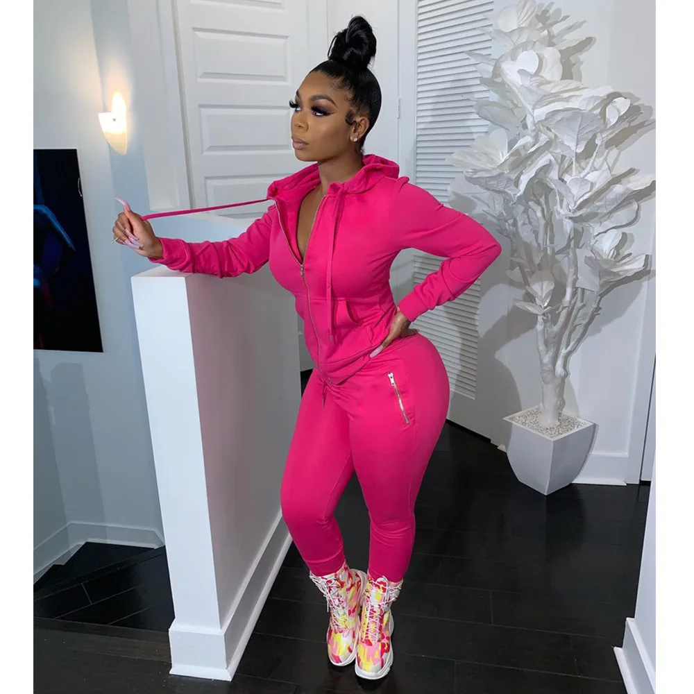 Комплект из 2 предметов Женский свитшот на молнии с капюшоном спортивные