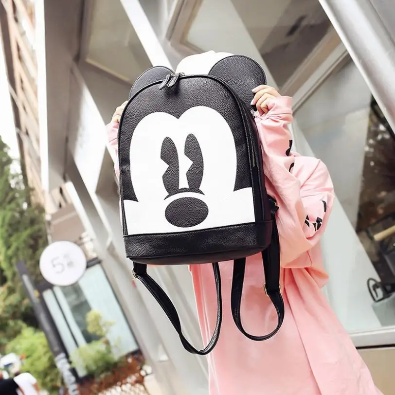 Новинка 2018 женский рюкзак из качественной искусственной кожи с ушками Микки