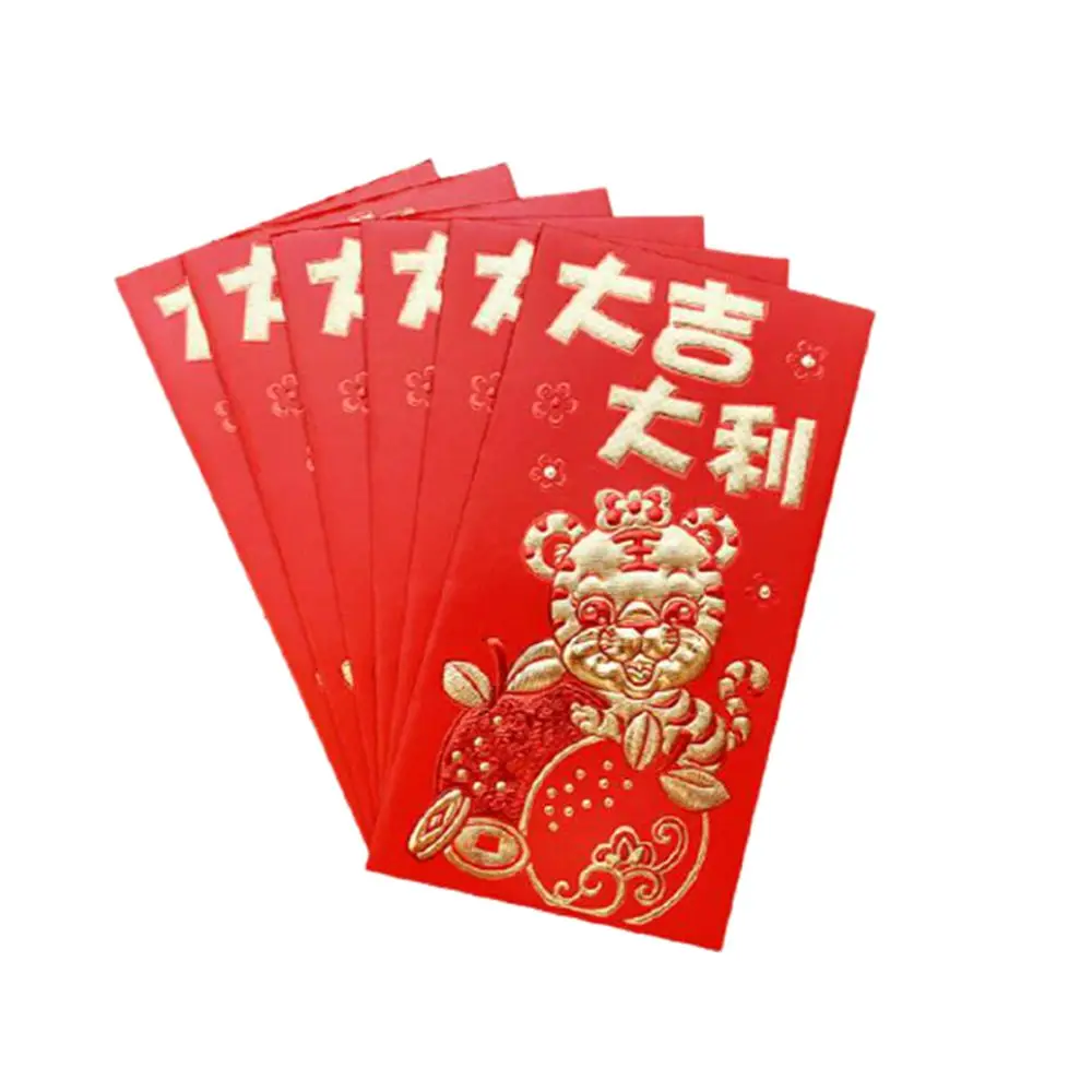 

6pcs/set Birthday Chinese Lucky Year of The Tiger Hongbao Red Envelope New Year's Spring Festival For 2022