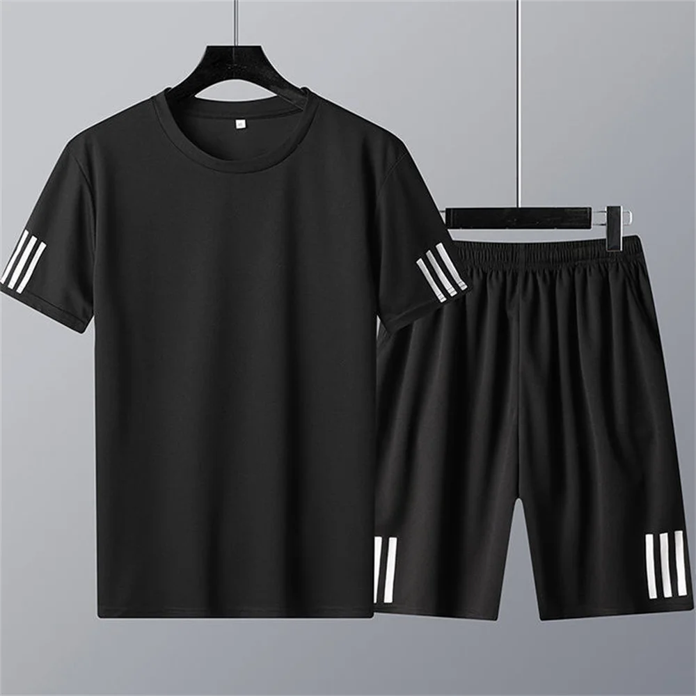 

Summer new men's suit fitness running sports T - shirt shorts short sleeves quick drying sweat absorption two - piece set men