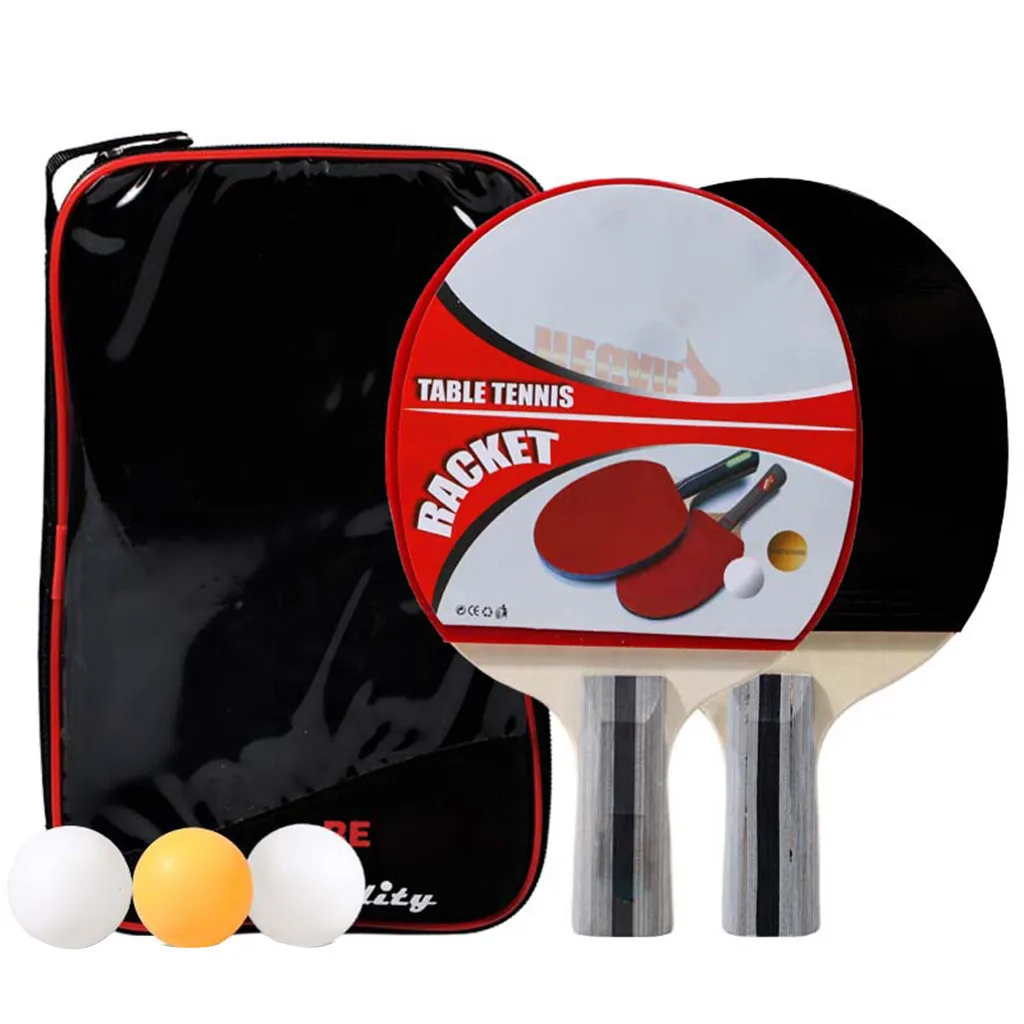 2PCSLlot Table Tennis Bat Racket Double Face Pimples In Long Short Handle Ping Pong Paddle Set With Bag 3 Balls | Спорт и
