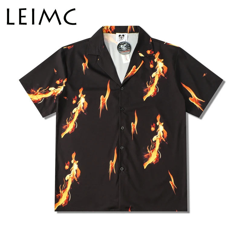 

Женская Повседневная рубашка с коротким рукавом, пляжный кардиган с принтом «Огненные перья» и гавайским принтом, лето 2021