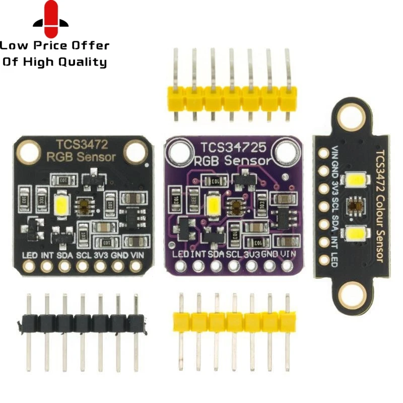 TCS34725 Low Power IR Blocking Filter RGB Light Color Sensor Recognition Diy Kit Electronic PCB Board For Arduino Programmable |