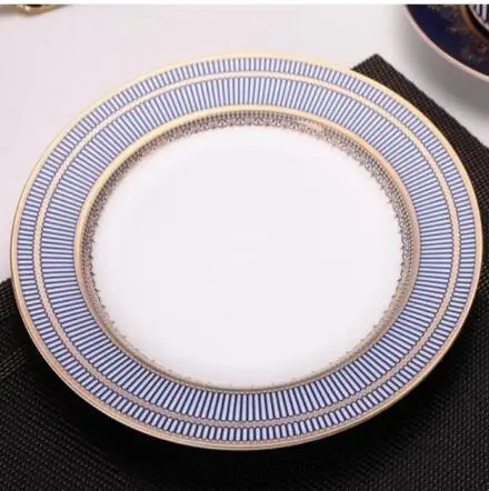 8 Inch Plate Керамический поднос, чашка и блюдце, набор посуды, элегантный ужин, синее блюдо, домашнее украшение - Цвет: 8 Inch Plate