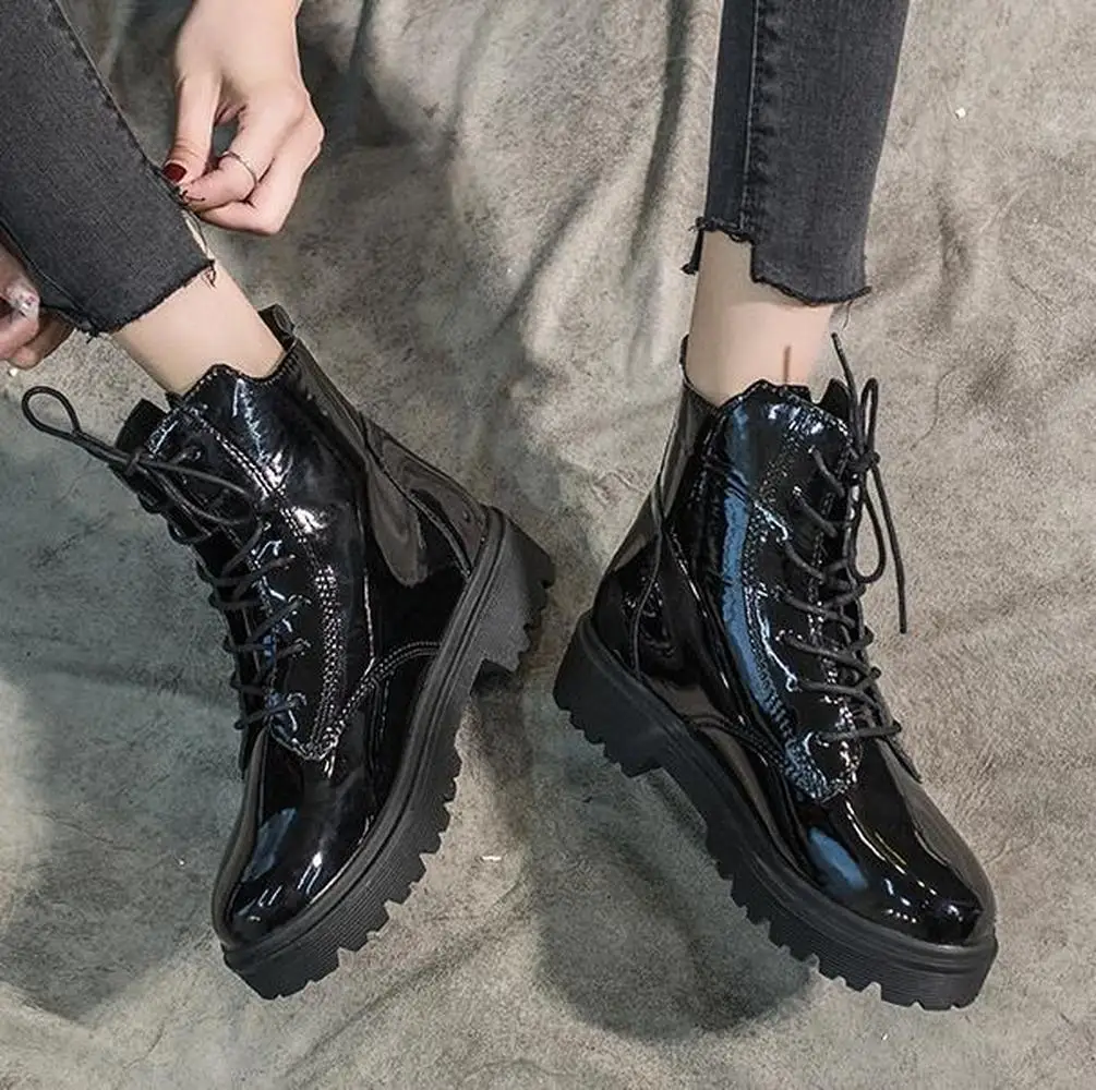 

Полуботинки женские, на толстой подошве, в британском стиле, красные, зимние, 2020