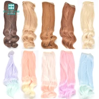 1pcs 20cm big wavy curls hair for doll fits 13 14 16 bjd doll wig diy light gold brown maroon colors