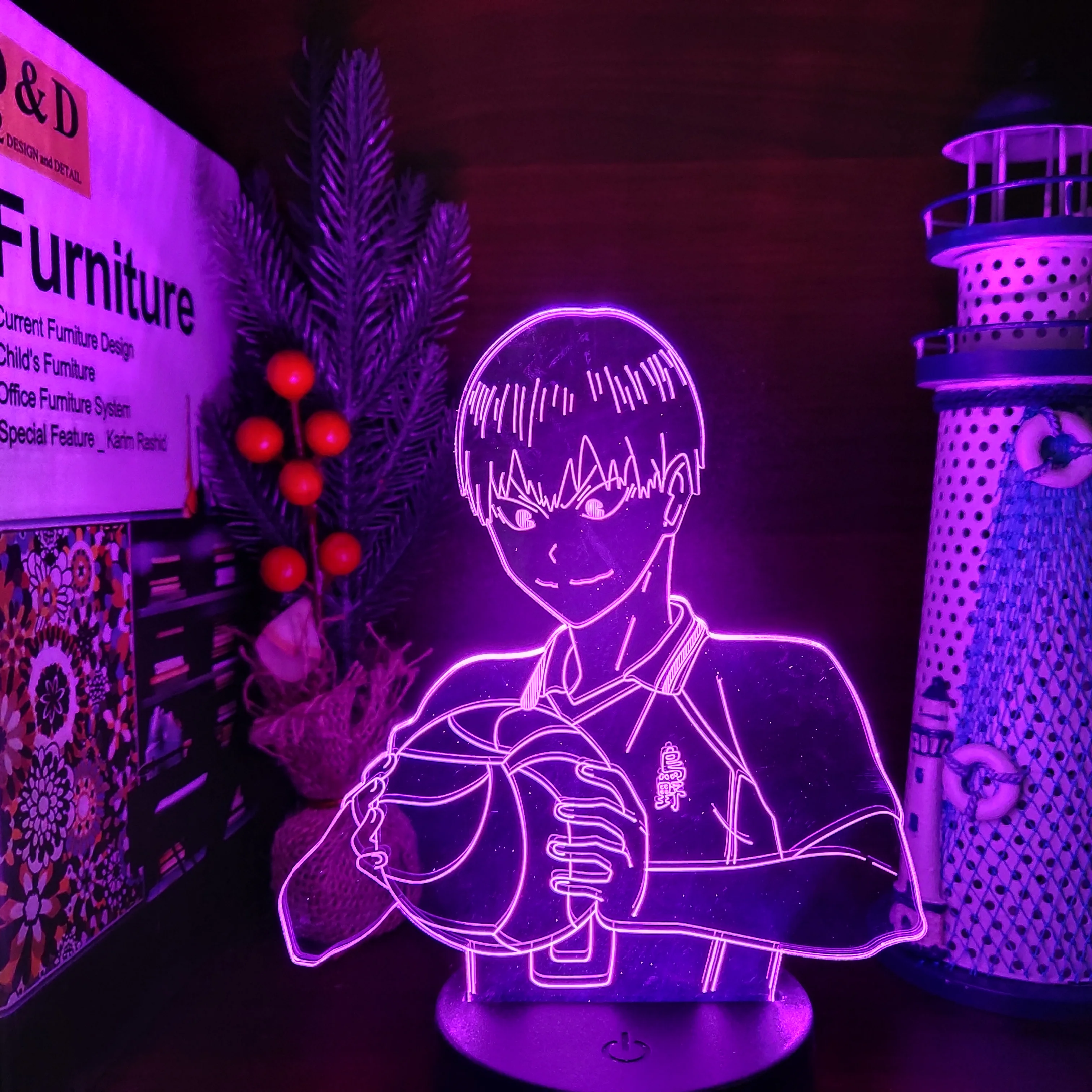 Haikyuu kageyama tobio 3D Светодиодная аниме лампа ночники Меняющие цвет для