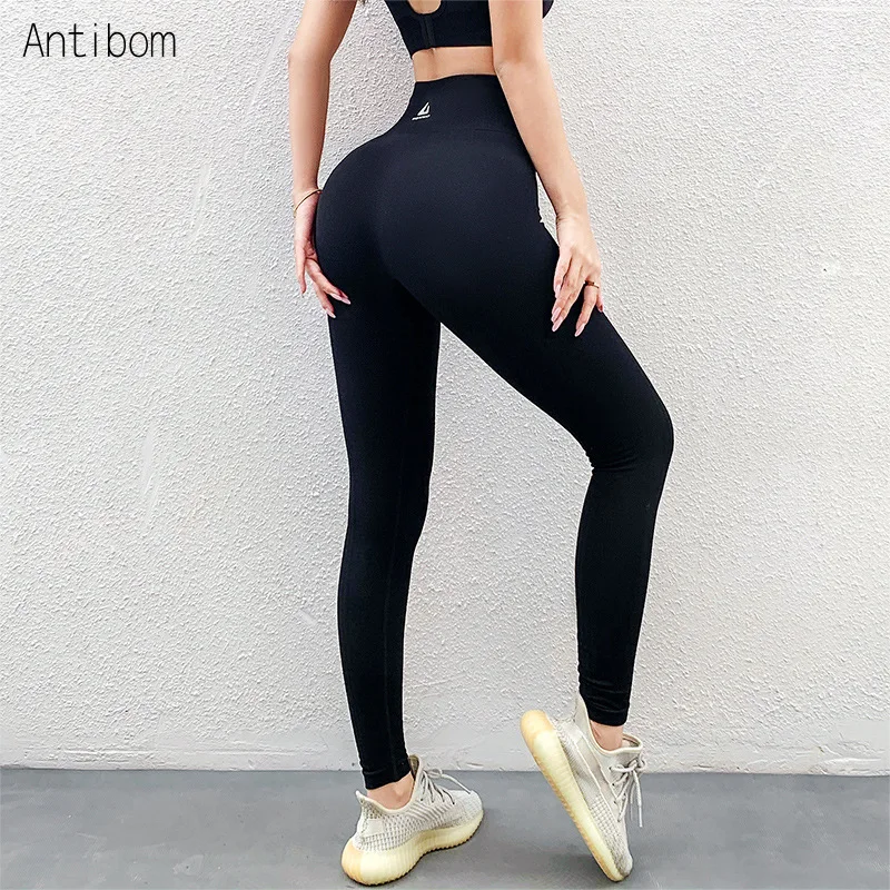 

Antibom Gym Leggings Female Seamless Stripe Fitness Workout Yoga Pants Running Athletic High Waist Solid Color Trousers Ladies