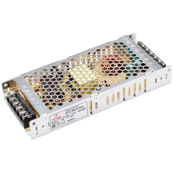 Блок питания HTS-200-5-Slim (5V 40A 200W) ( IP20 Сетка 3 года) | Освещение