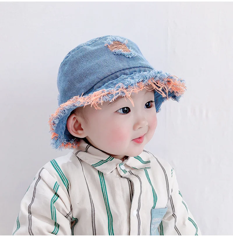 Складная джинсовая Панама для детей детские джинсы девочек солнцезащитная Кепка