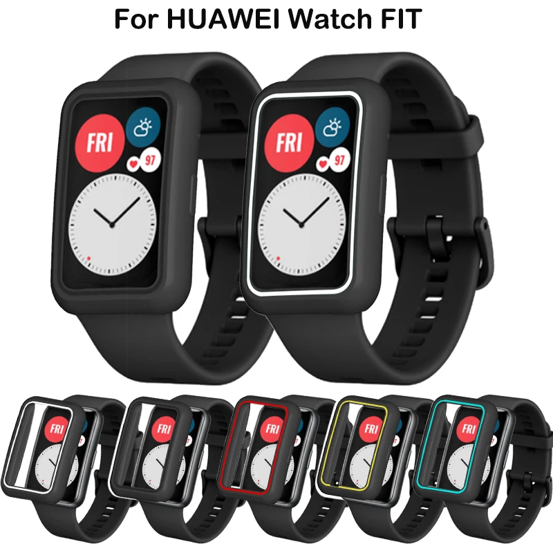 

Double Color Screen Protection Watch Case For Huawei Watch Fit Soft Ultra-Thin Tpu Clear Protector Cover Shell Plating cases