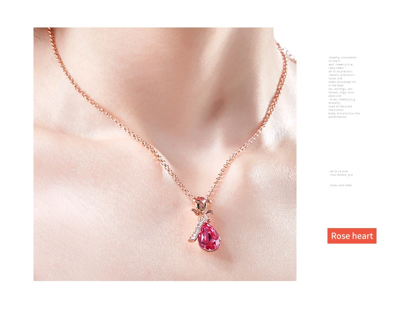 Ожерелье Warme Farben с кристаллами Swarovski для женщин, европейская Роза, Хрустальная подвеска, ожерелье, хорошее ювелирное изделие, колье