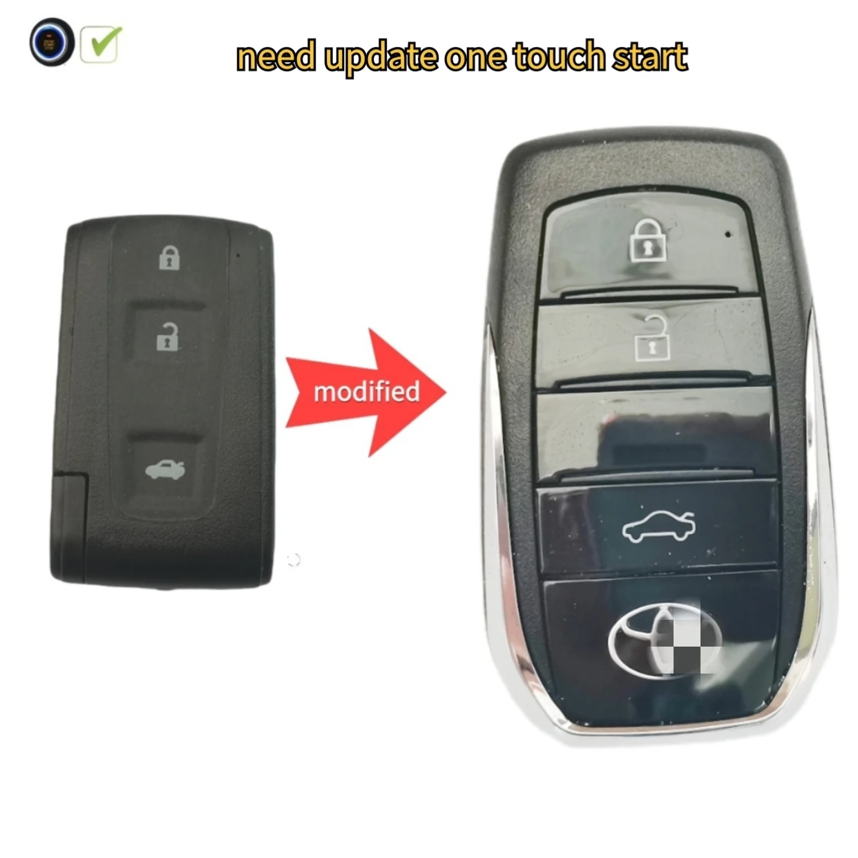

Modified Smart Remote Key Shell Case Fob 3 Button for Toyota CROWN Prius Vers Corolla